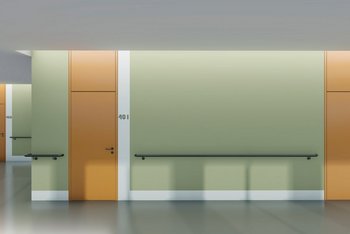 <p>Wenn die Körperfarben der Raumelemente Tür, Wand und Boden nicht den gewünschten Kontrast hervorbringen, können durch kontrastreichs Absetzen&nbsp; (in diesem Fall ein abgetöntes Weiß) entsprechende Kontrastwerte geschaffen werden.</p>
