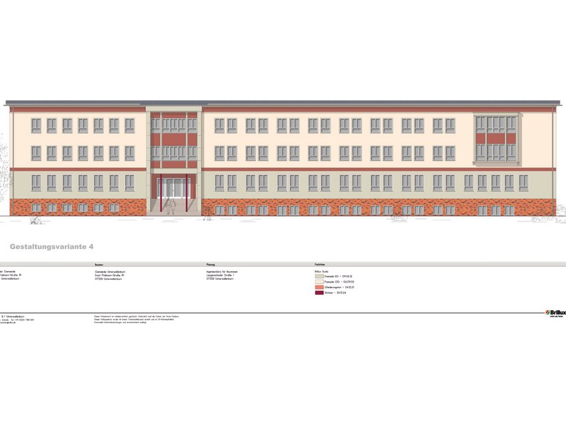 Farbentwurf aus dem Brillux Farbstudio in Münster. Die Fassade eines Amtssitzes sollte erlebbar machen, dass gerade von hier die Initiativen und wegweisenden Entscheidungen ausgehen. Schließlich vermittelt gerade die Fassade den ersten Eindruck einer Institution.