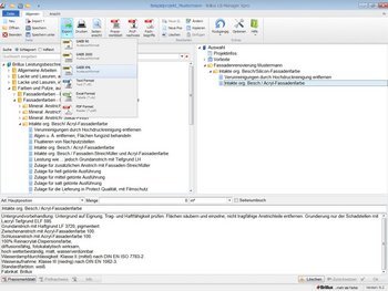 <p>Nach der individuellen Zusammenstellung kann das Leistungsverzeichnis sehr einfach in verschiedene Ausgabeformate exportiert und an andere Programme übergeben werden.</p>
